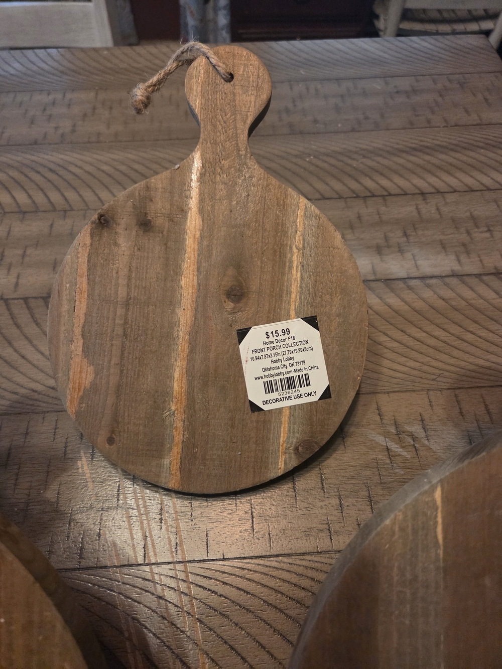 Hobby Lobby Wood and Black Metal Round Hanging Wall Trio - Picture 4 of 5